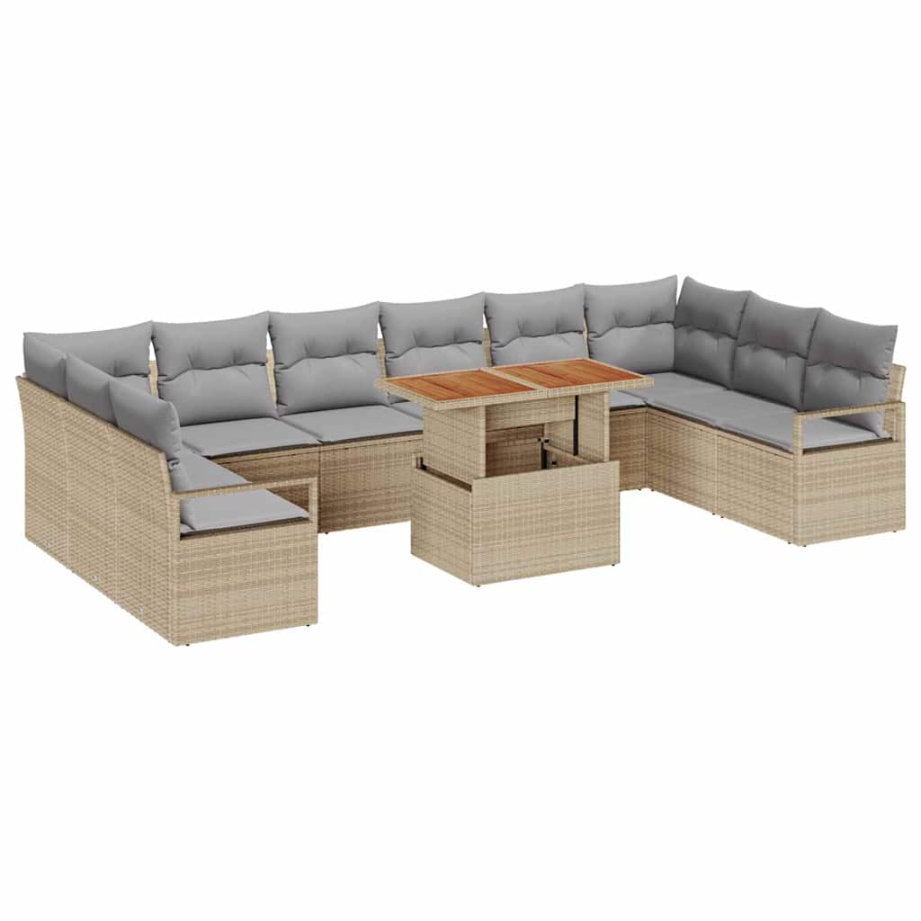 Tuin Sofa Set met kussen 11 pcs Beige en Grijs is nu te koop bij PeponiXL, paradijselijk wonen!