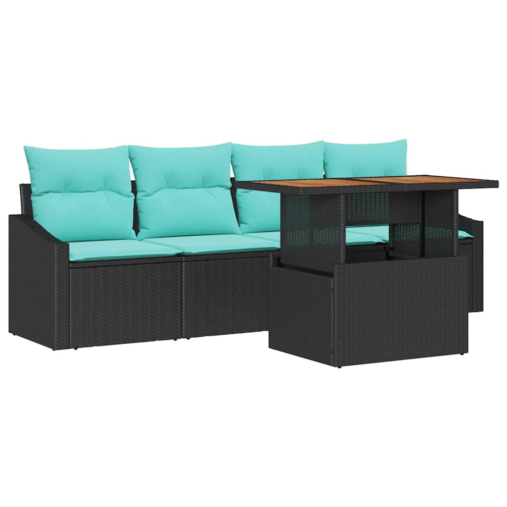 Tuinbankenset 5 st 4-Aantal zitplaatsen Zwart en Teal is nu te koop bij PeponiXL, paradijselijk wonen!
