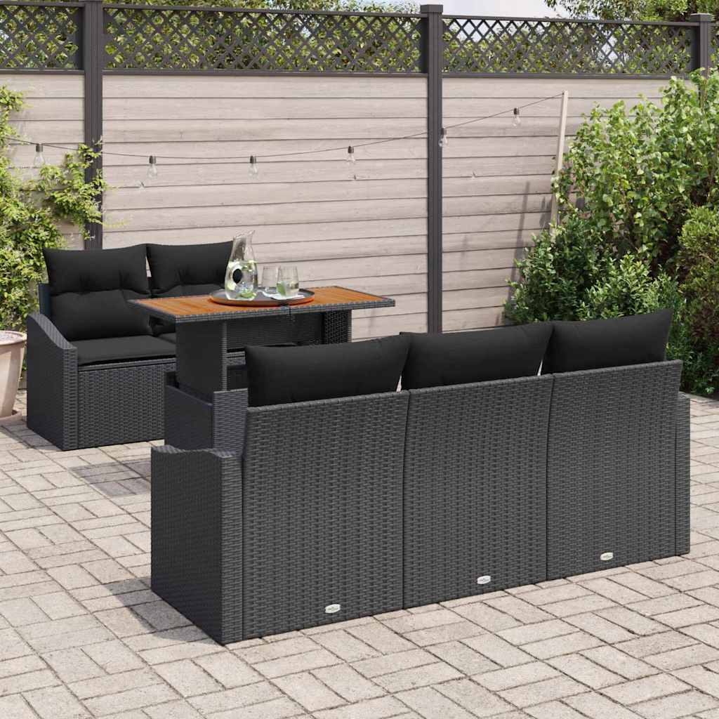 Tuin Eetset met kussen 6 pcs Zwart en Bruin is nu te koop bij PeponiXL, paradijselijk wonen!