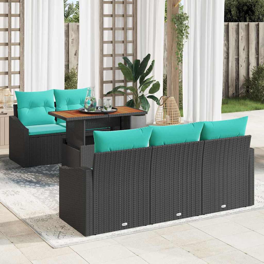 Tuinbankenset 6 st 5-Aantal zitplaatsen Zwart en Teal is nu te koop bij PeponiXL, paradijselijk wonen!