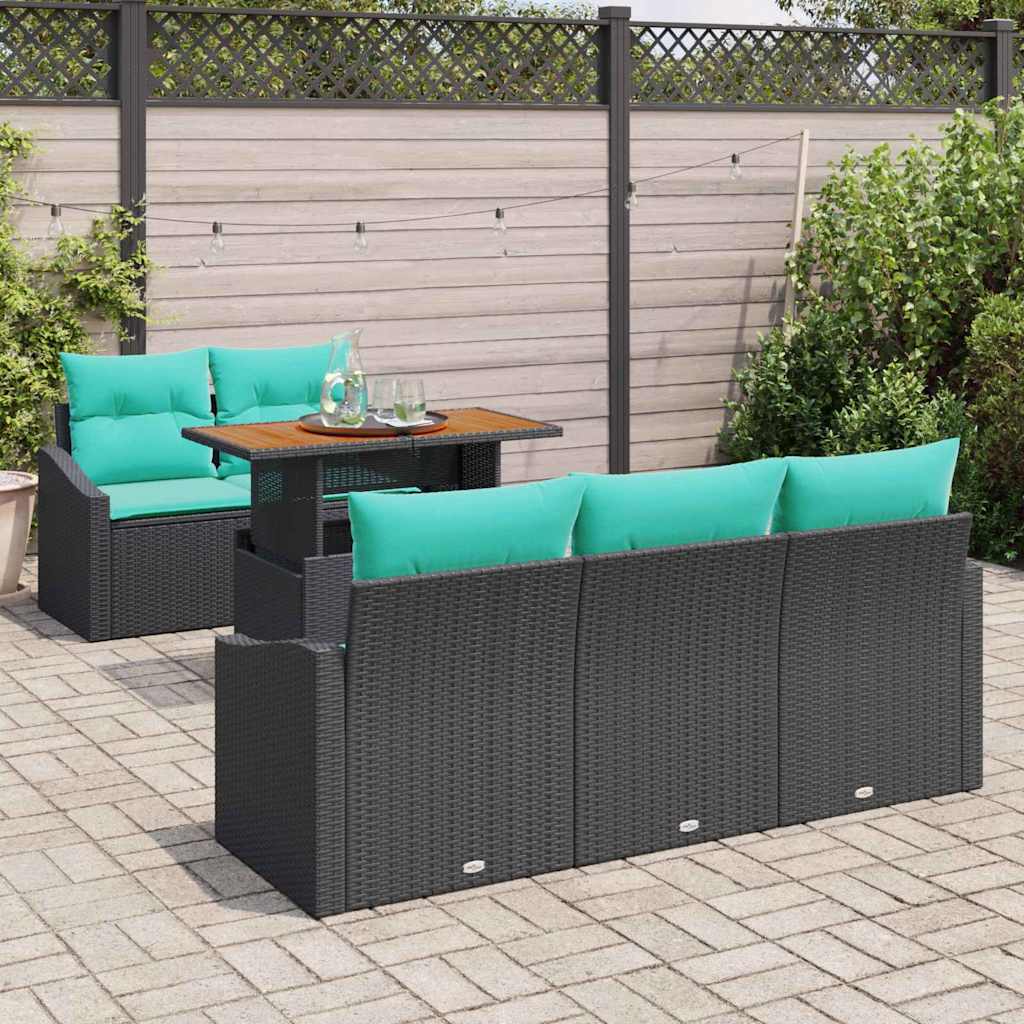 Tuinbankenset 6 st 5-Aantal zitplaatsen Zwart en Teal is nu te koop bij PeponiXL, paradijselijk wonen!