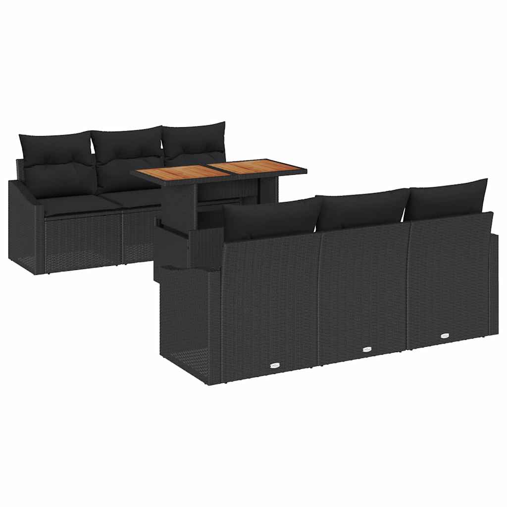 Tuin Sofa Set met kussen met kussen 7 pcs Zwart en Bruin is nu te koop bij PeponiXL, paradijselijk wonen!