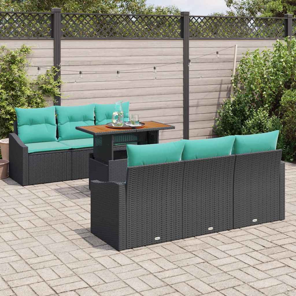 Tuinbankenset 7 st 6-Aantal zitplaatsen Zwart en Teal is nu te koop bij PeponiXL, paradijselijk wonen!
