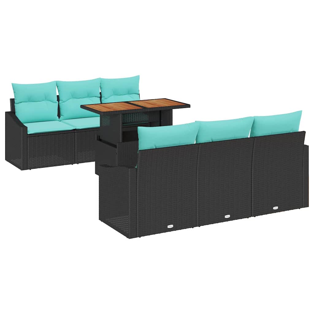 Tuinbankenset 7 st 6-Aantal zitplaatsen Zwart en Teal is nu te koop bij PeponiXL, paradijselijk wonen!