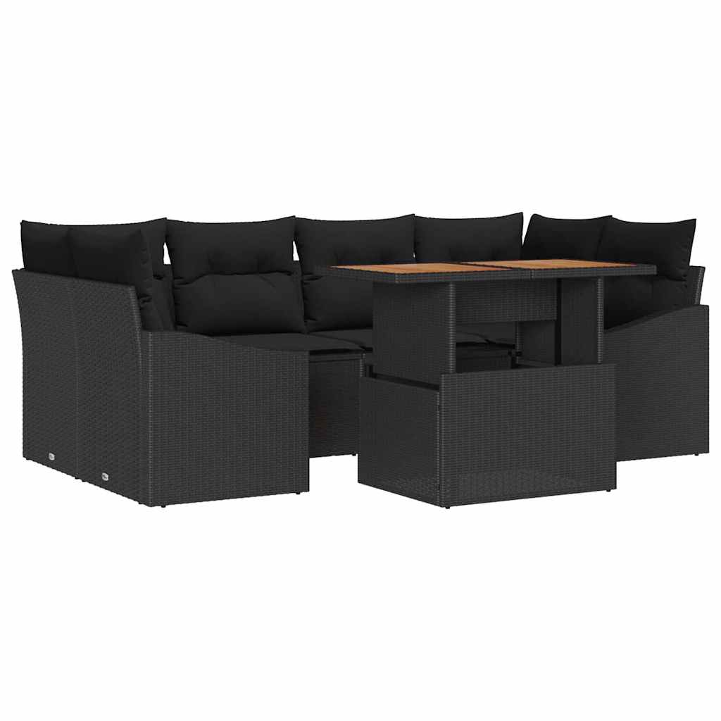 Tuin Eetset met kussen 7 pcs Zwart en Bruin is nu te koop bij PeponiXL, paradijselijk wonen!