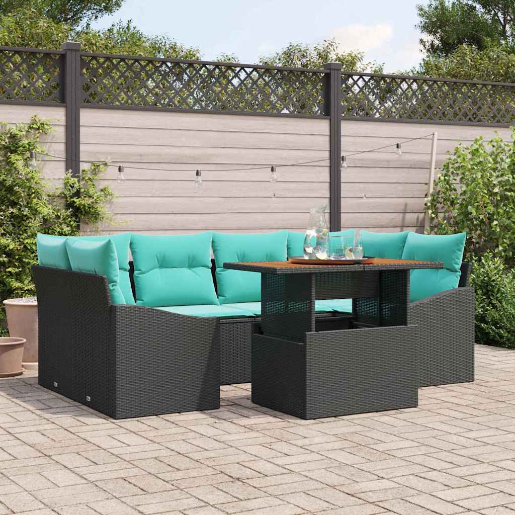 Tuinbankenset 7 st 6-Aantal zitplaatsen Zwart en Teal is nu te koop bij PeponiXL, paradijselijk wonen!