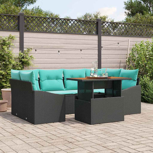 Tuinbankenset 7 st 6-Aantal zitplaatsen Zwart en Teal is nu te koop bij PeponiXL, paradijselijk wonen!