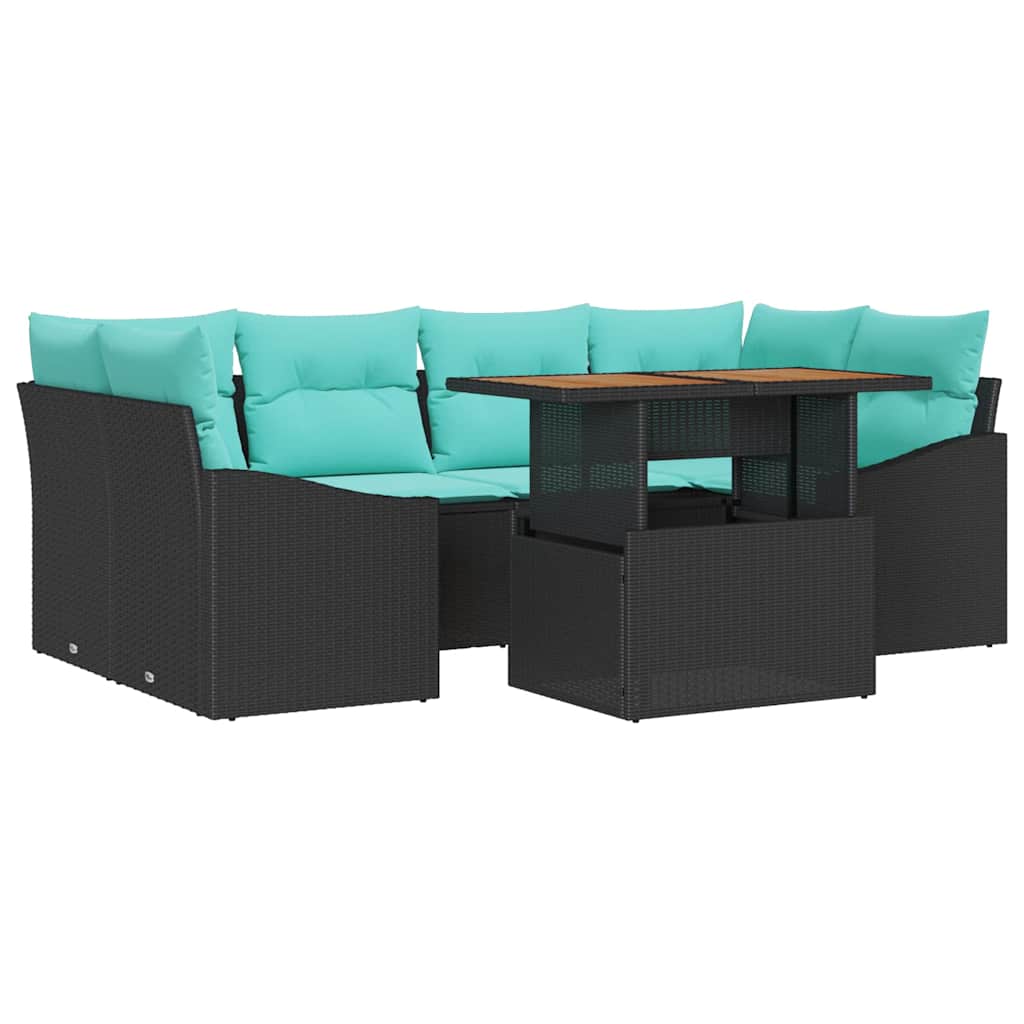 Tuinbankenset 7 st 6-Aantal zitplaatsen Zwart en Teal is nu te koop bij PeponiXL, paradijselijk wonen!