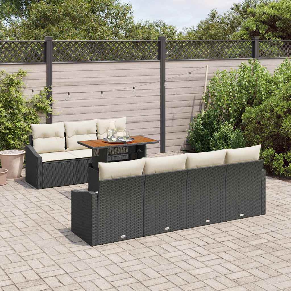 Tuin Eetset met kussen 8 pcs Zwart en Crème is nu te koop bij PeponiXL, paradijselijk wonen!