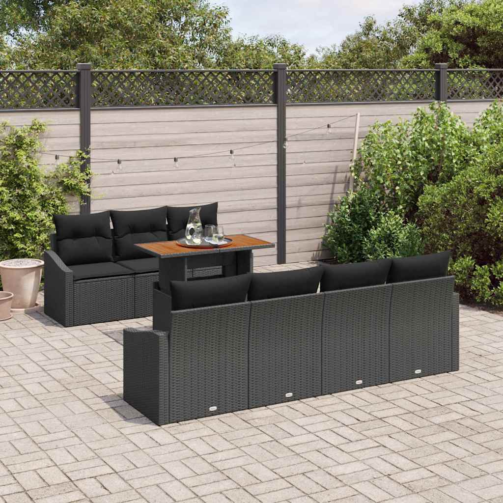 Tuin Eetset met kussen 8 pcs Zwart en Bruin is nu te koop bij PeponiXL, paradijselijk wonen!