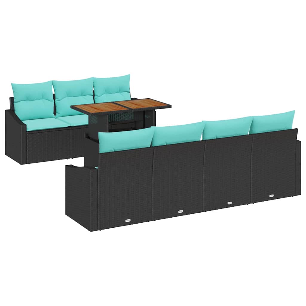 Tuinbankenset 8 st 7-Aantal zitplaatsen Zwart en Teal is nu te koop bij PeponiXL, paradijselijk wonen!