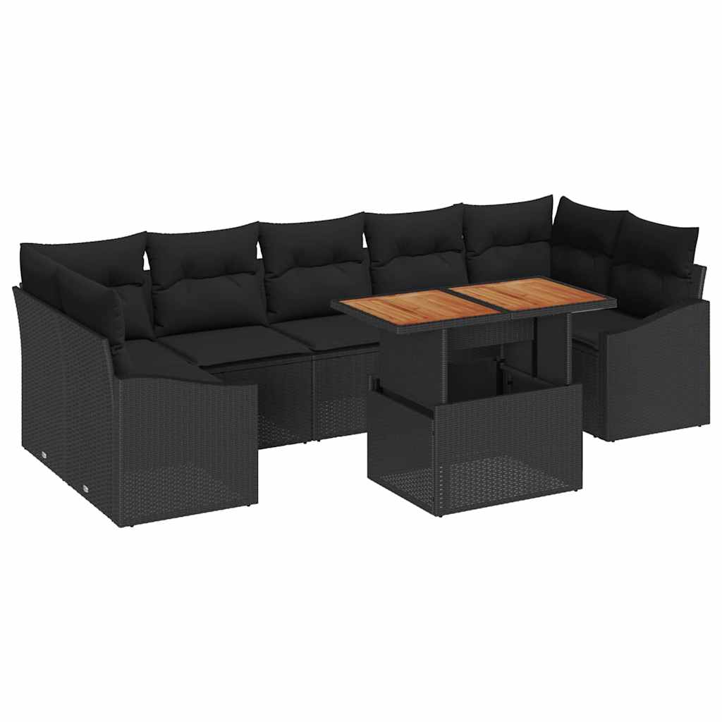 Tuin Eetset met kussen 8 pcs Zwart en Bruin is nu te koop bij PeponiXL, paradijselijk wonen!