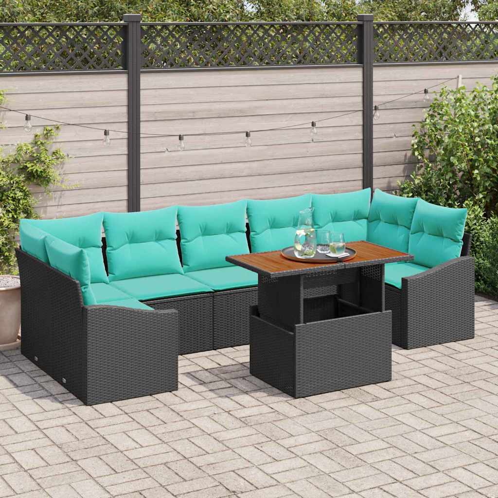 Tuinbankenset 8 st 7-Aantal zitplaatsen Zwart en Teal is nu te koop bij PeponiXL, paradijselijk wonen!