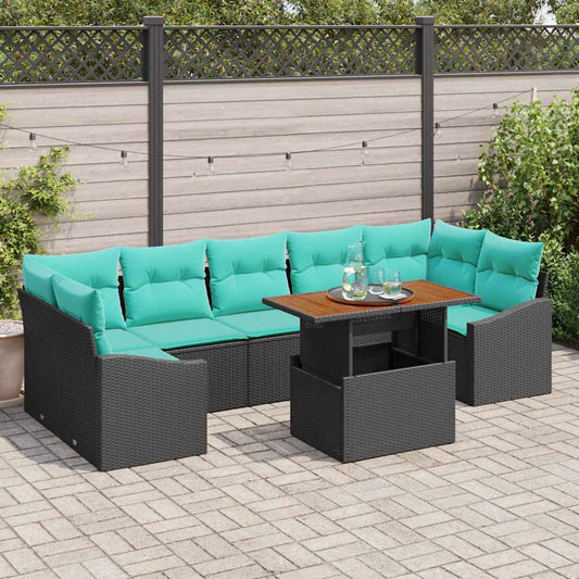 Tuinbankenset 8 st 7-Aantal zitplaatsen Zwart en Teal is nu te koop bij PeponiXL, paradijselijk wonen!