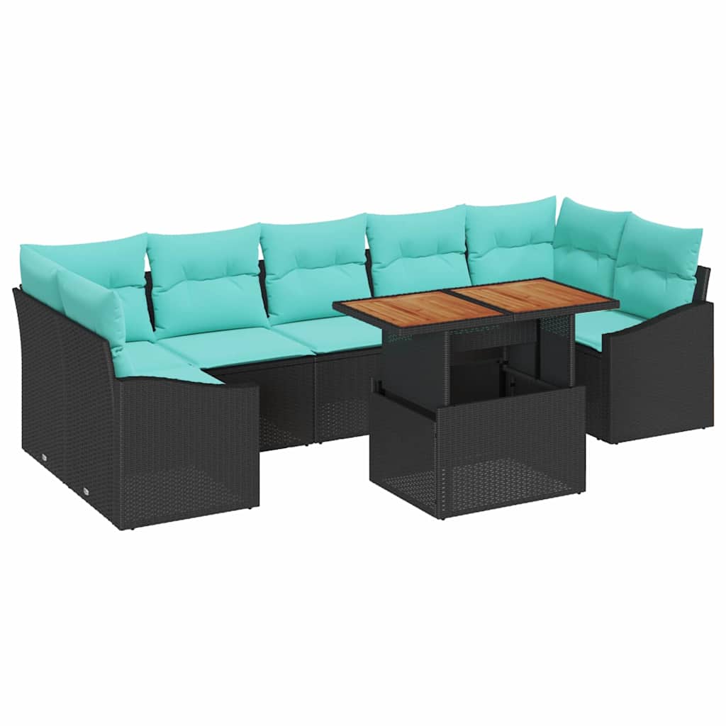 Tuinbankenset 8 st 7-Aantal zitplaatsen Zwart en Teal is nu te koop bij PeponiXL, paradijselijk wonen!