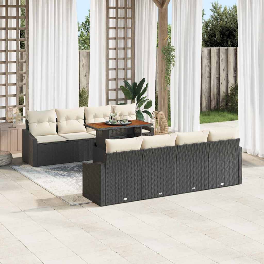 Tuin Eetset met kussen 9 pcs Zwart en Crème is nu te koop bij PeponiXL, paradijselijk wonen!