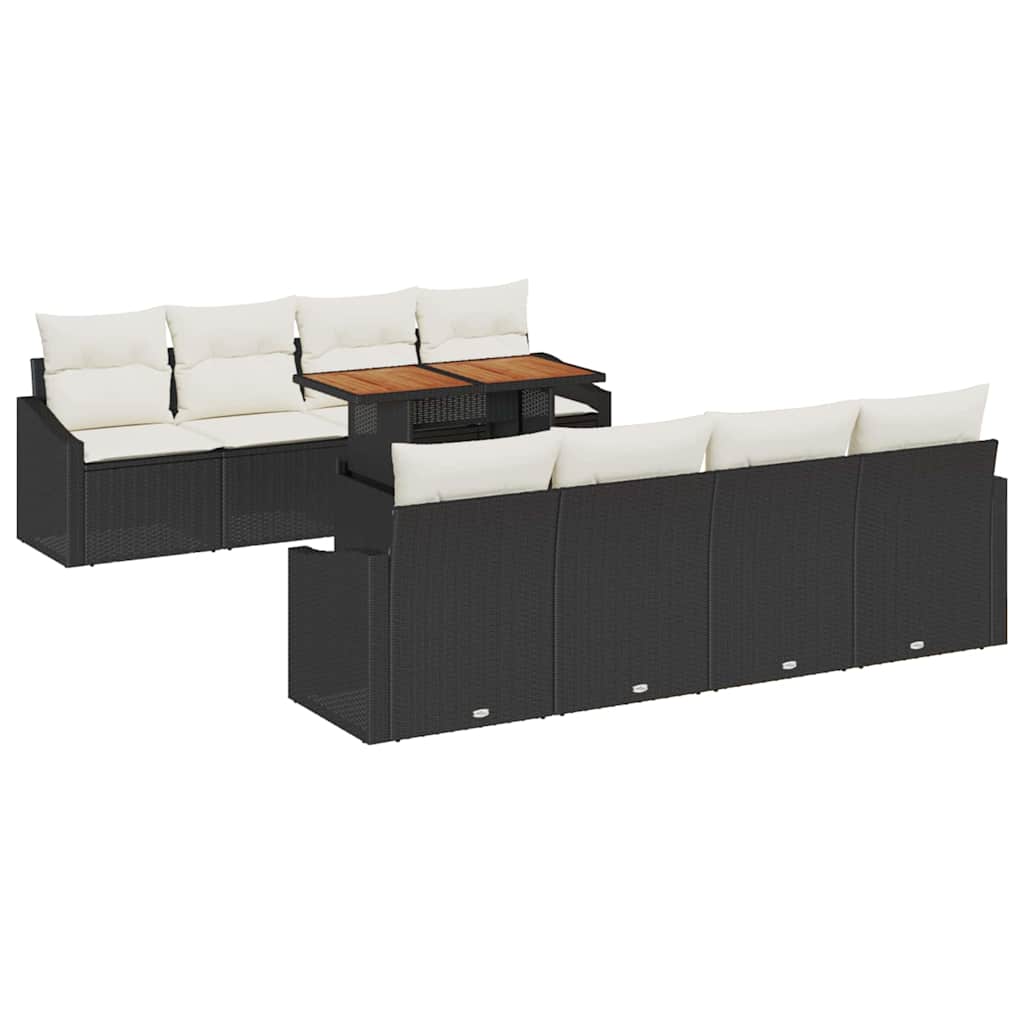Tuin Eetset met kussen 9 pcs Zwart en Crème is nu te koop bij PeponiXL, paradijselijk wonen!