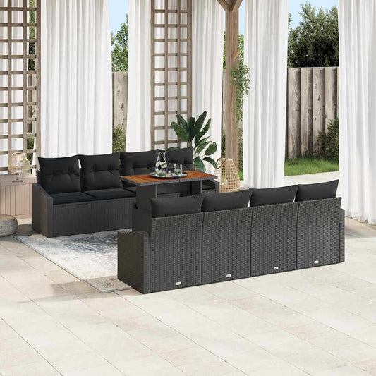 Tuin Eetset met kussen 9 pcs Zwart en Bruin is nu te koop bij PeponiXL, paradijselijk wonen!