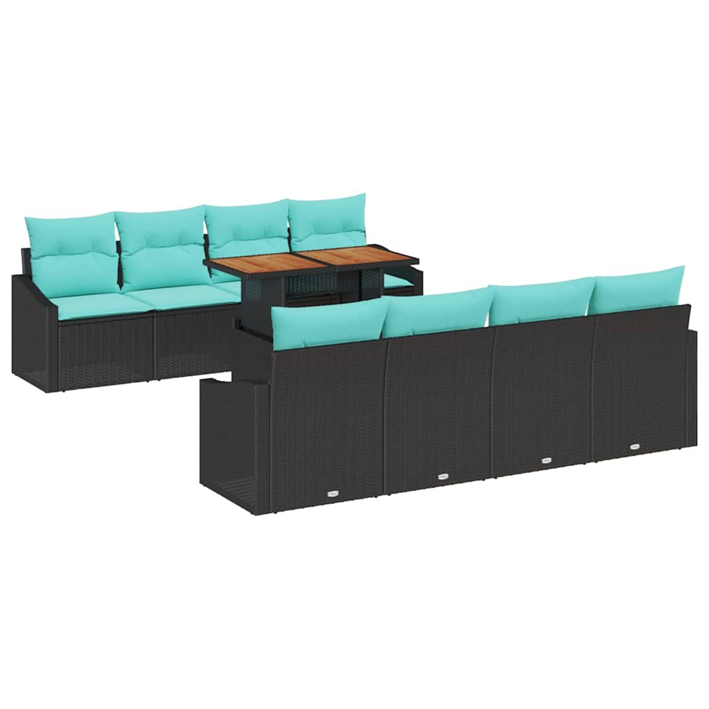 Tuinbankenset 9 st 8-Aantal zitplaatsen Zwart en Teal is nu te koop bij PeponiXL, paradijselijk wonen!