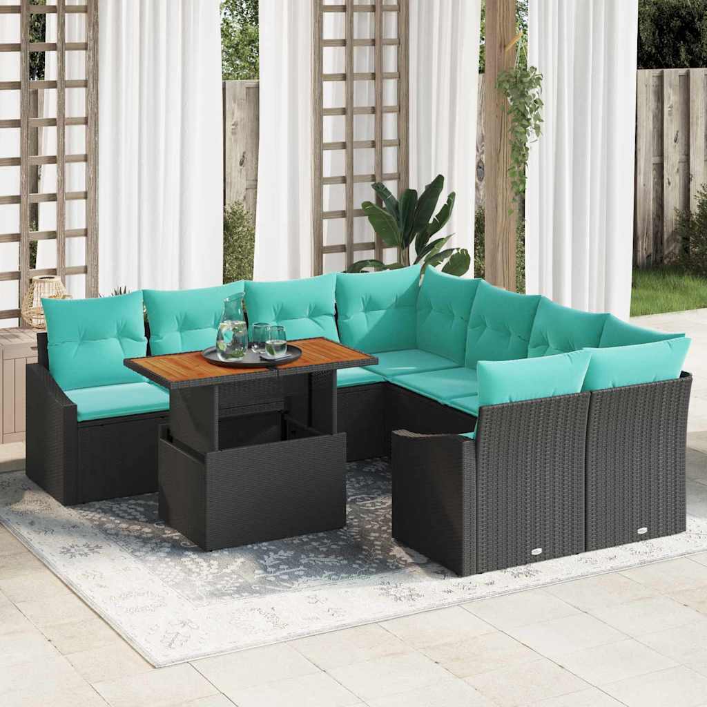 Tuinbankenset 9 st 8-Aantal zitplaatsen Zwart en Teal is nu te koop bij PeponiXL, paradijselijk wonen!