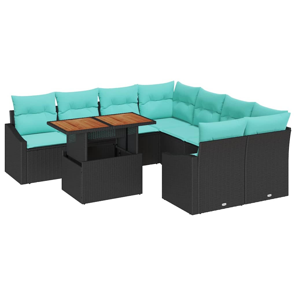Tuinbankenset 9 st 8-Aantal zitplaatsen Zwart en Teal is nu te koop bij PeponiXL, paradijselijk wonen!