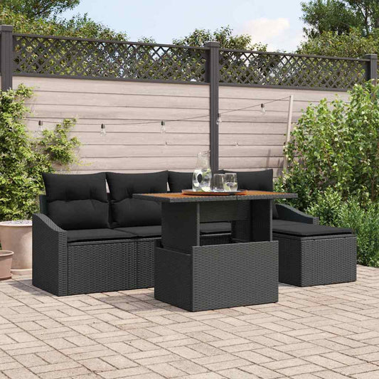 Tuin Eetset met kussen 6 pcs Zwart en Bruin is nu te koop bij PeponiXL, paradijselijk wonen!