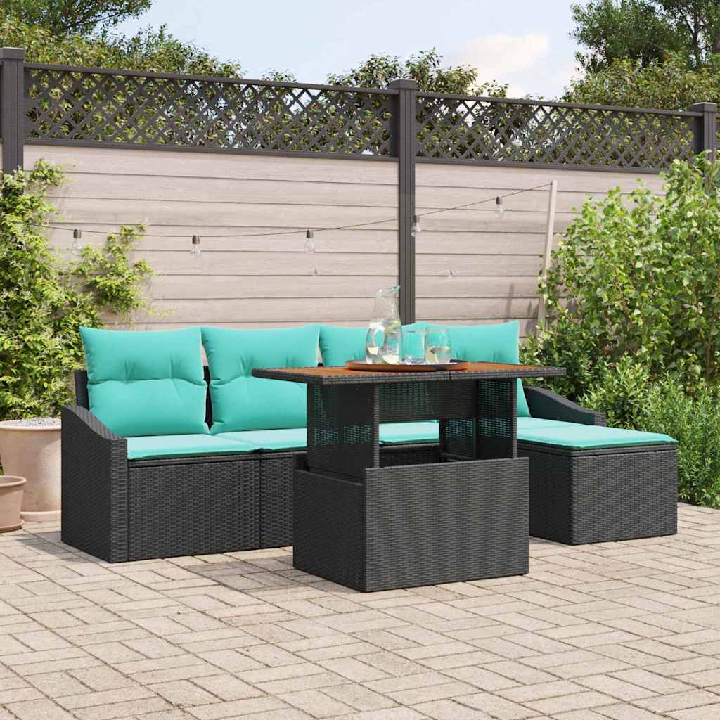 Tuinbankenset 6 pcs Zwart en Teal is nu te koop bij PeponiXL, paradijselijk wonen!