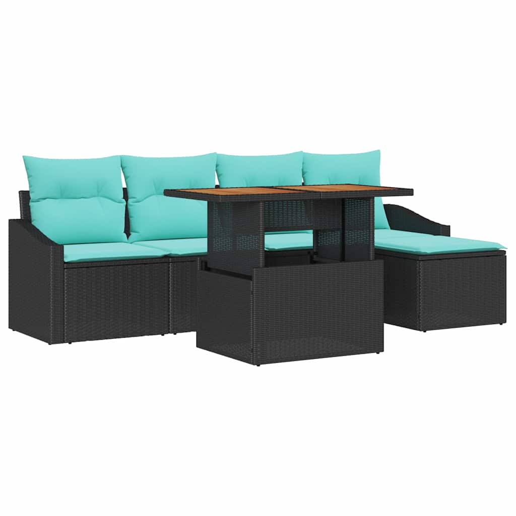 Tuinbankenset 6 pcs Zwart en Teal is nu te koop bij PeponiXL, paradijselijk wonen!