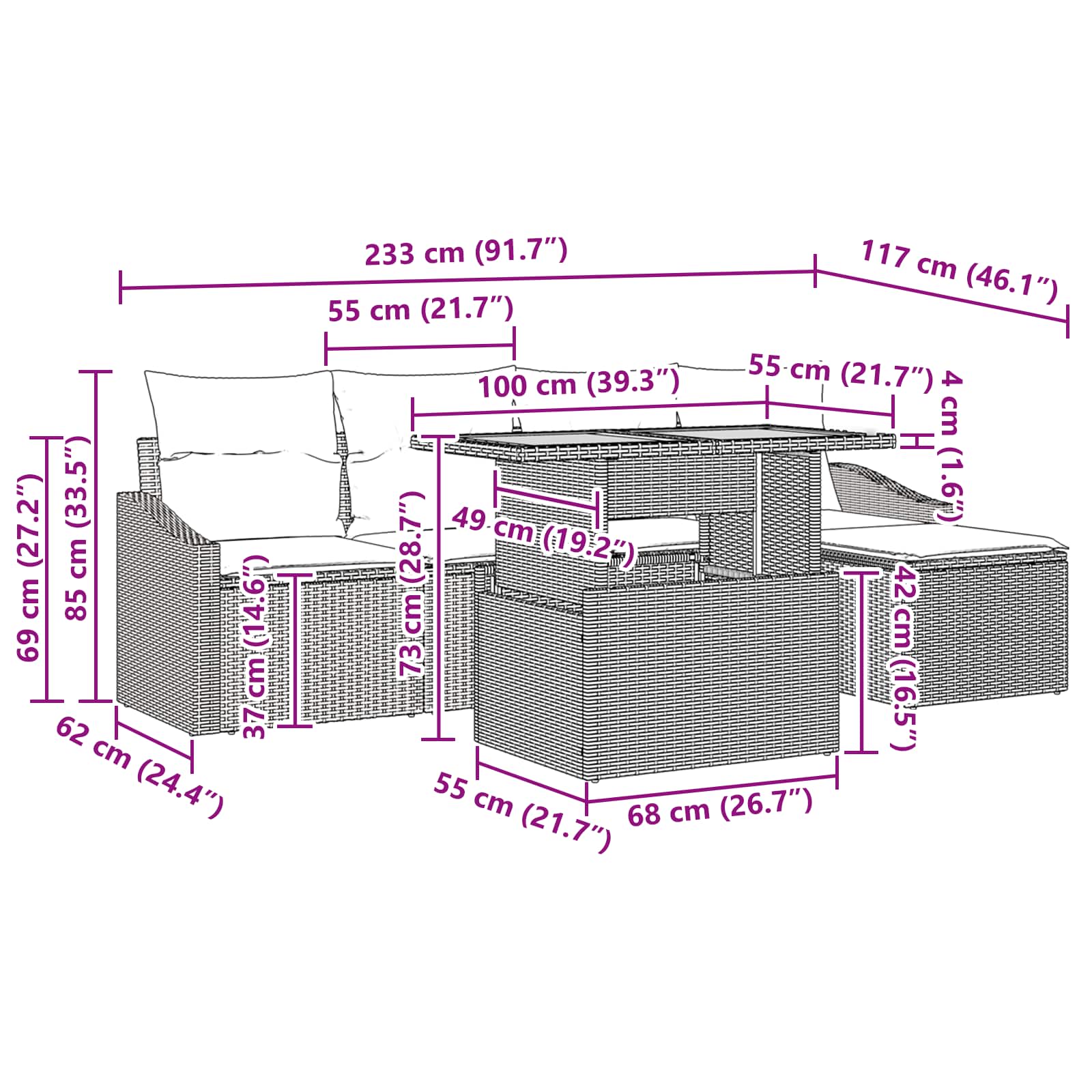 Tuinbankenset 6 pcs Zwart en Teal is nu te koop bij PeponiXL, paradijselijk wonen!
