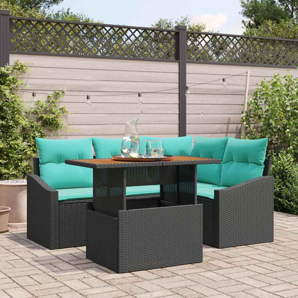 Tuinbankenset 5 st 4-Aantal zitplaatsen Zwart en Teal is nu te koop bij PeponiXL, paradijselijk wonen!