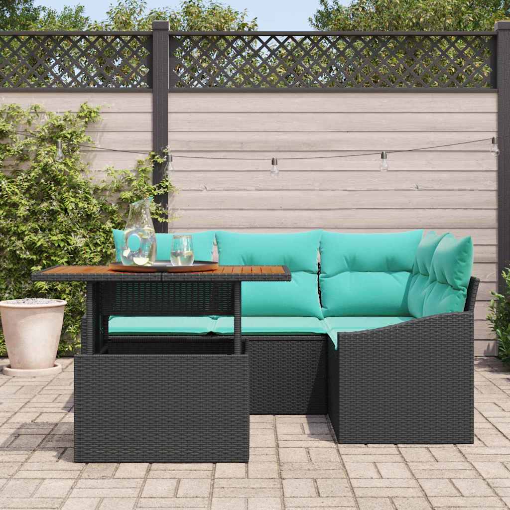 Tuinbankenset 5 st 4-Aantal zitplaatsen Zwart en Teal is nu te koop bij PeponiXL, paradijselijk wonen!