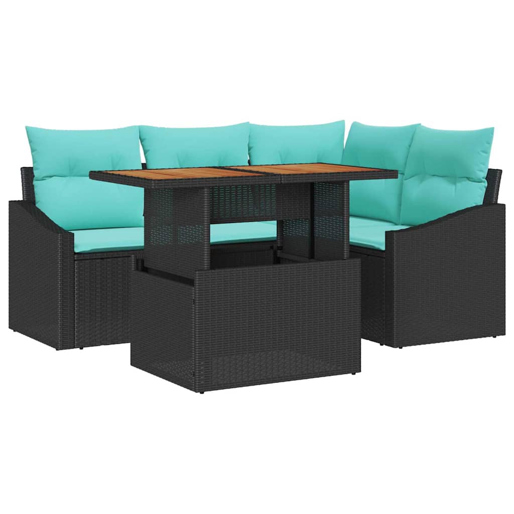 Tuinbankenset 5 st 4-Aantal zitplaatsen Zwart en Teal is nu te koop bij PeponiXL, paradijselijk wonen!