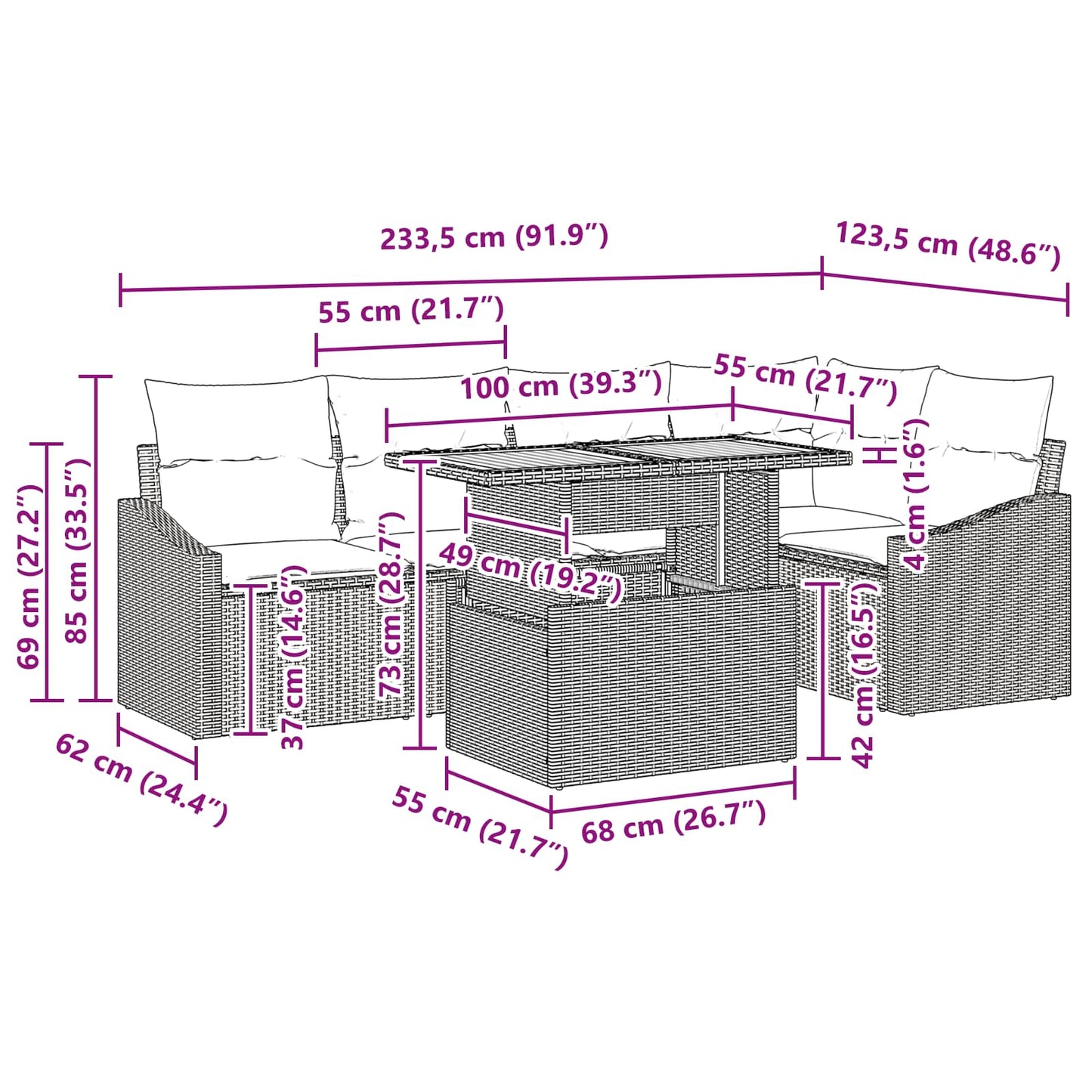 Tuinbankenset 6 st 5-Aantal zitplaatsen Zwart en Teal is nu te koop bij PeponiXL, paradijselijk wonen!
