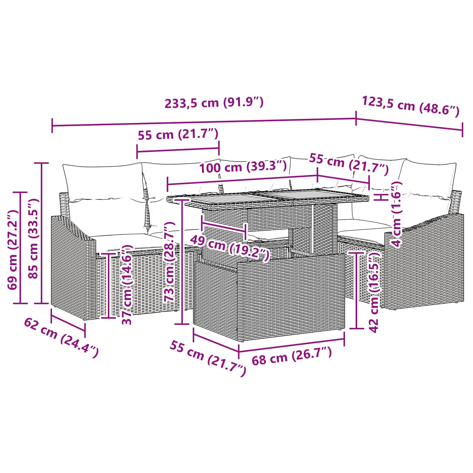 Tuinbankenset 6 st 5-Aantal zitplaatsen Zwart en Teal is nu te koop bij PeponiXL, paradijselijk wonen!