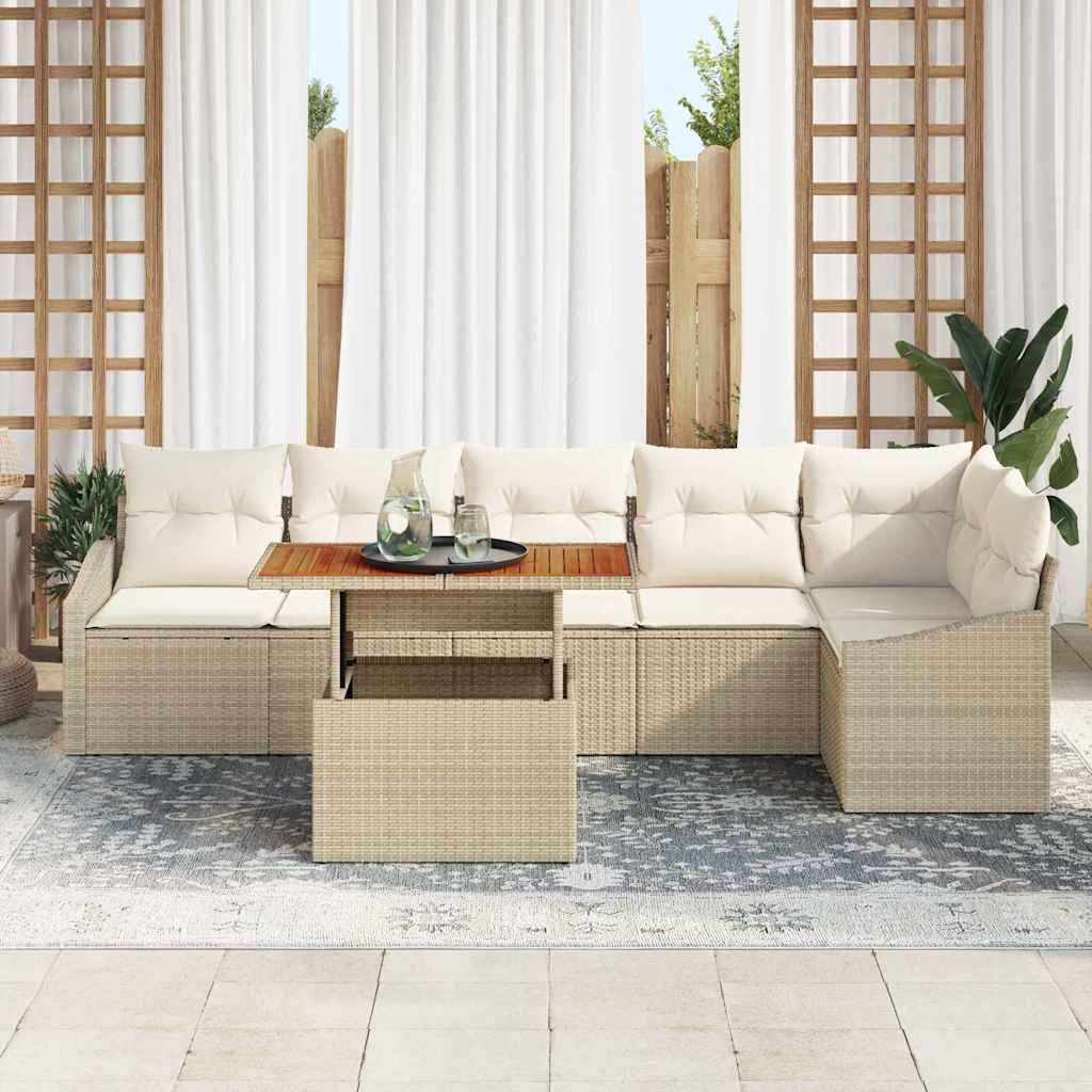 Tuin Eetset met kussen 7 pcs Beige en Crème is nu te koop bij PeponiXL, paradijselijk wonen!