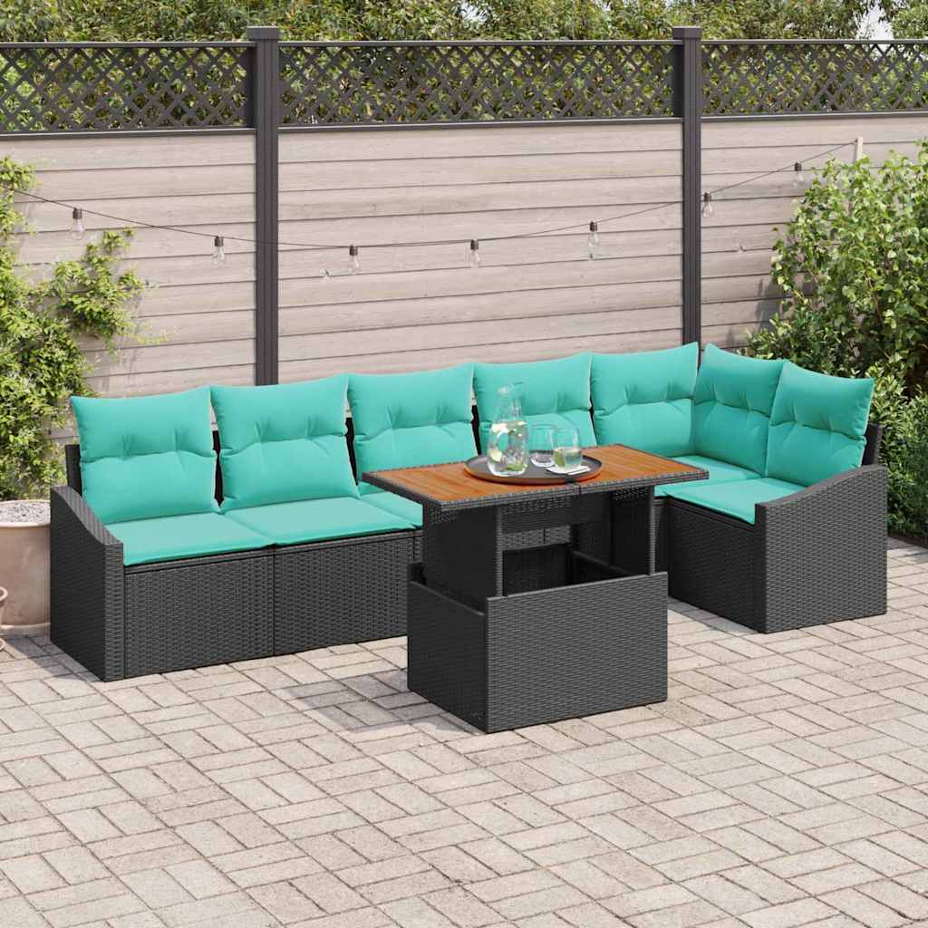 Tuinbankenset 7 st 6-Aantal zitplaatsen Zwart en Teal is nu te koop bij PeponiXL, paradijselijk wonen!