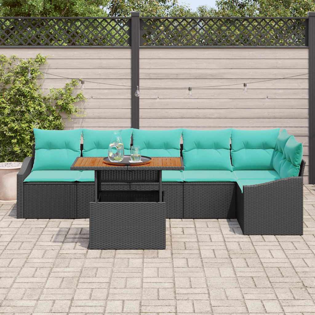Tuinbankenset 7 st 6-Aantal zitplaatsen Zwart en Teal is nu te koop bij PeponiXL, paradijselijk wonen!