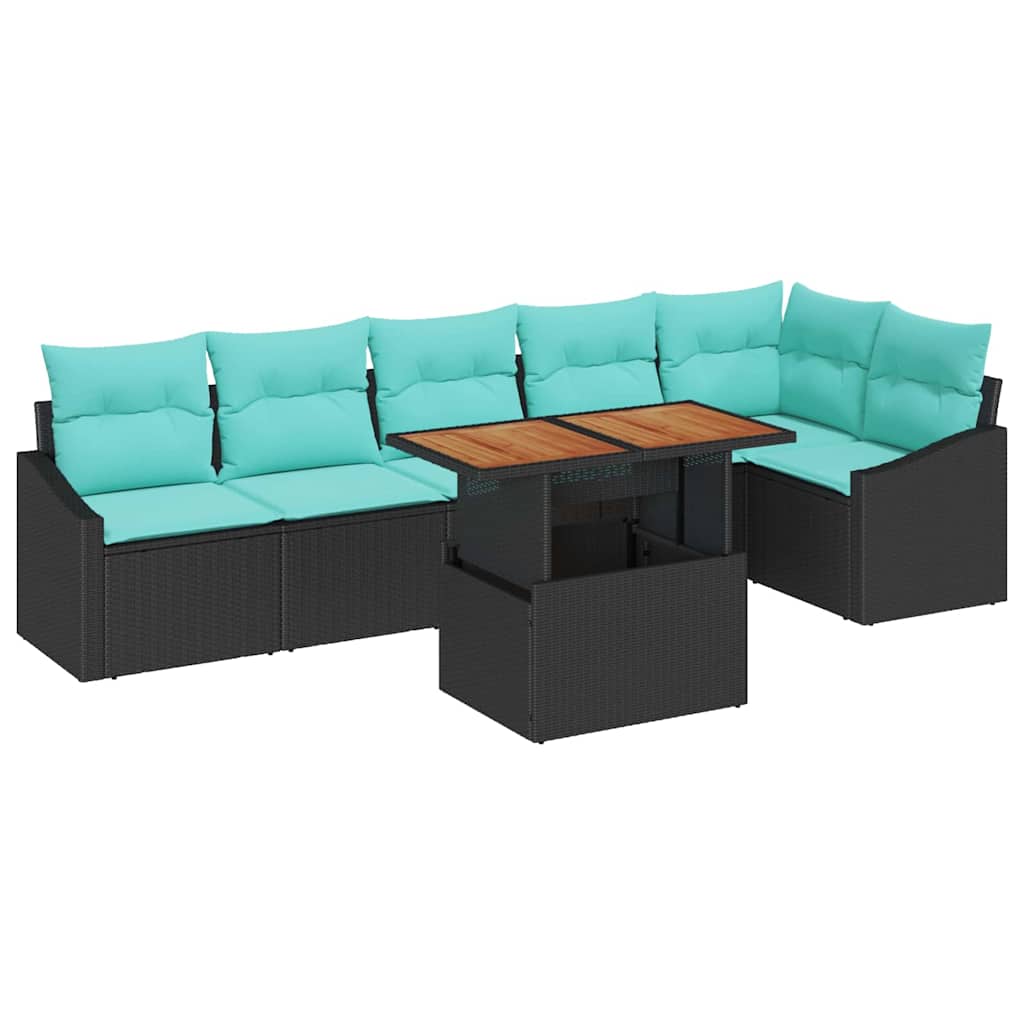 Tuinbankenset 7 st 6-Aantal zitplaatsen Zwart en Teal is nu te koop bij PeponiXL, paradijselijk wonen!