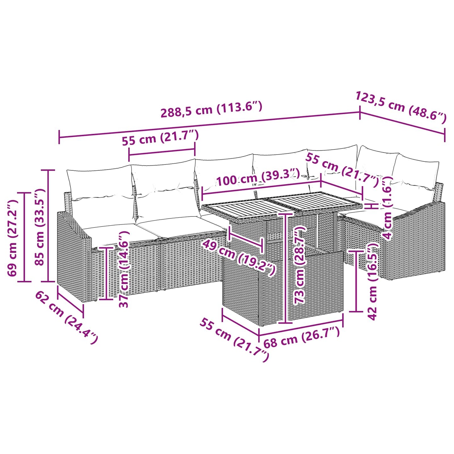 Tuinbankenset 7 st 6-Aantal zitplaatsen Zwart en Teal is nu te koop bij PeponiXL, paradijselijk wonen!