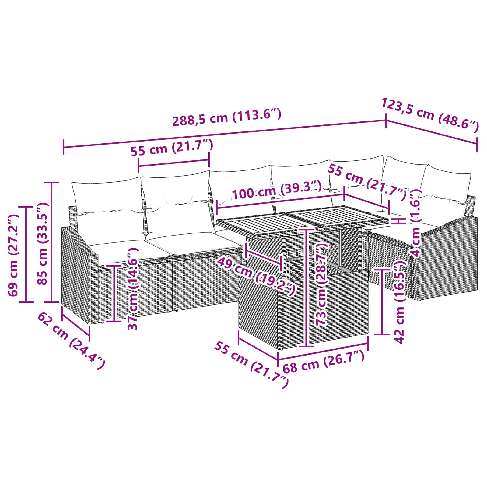 Tuinbankenset 7 st 6-Aantal zitplaatsen Zwart en Teal is nu te koop bij PeponiXL, paradijselijk wonen!
