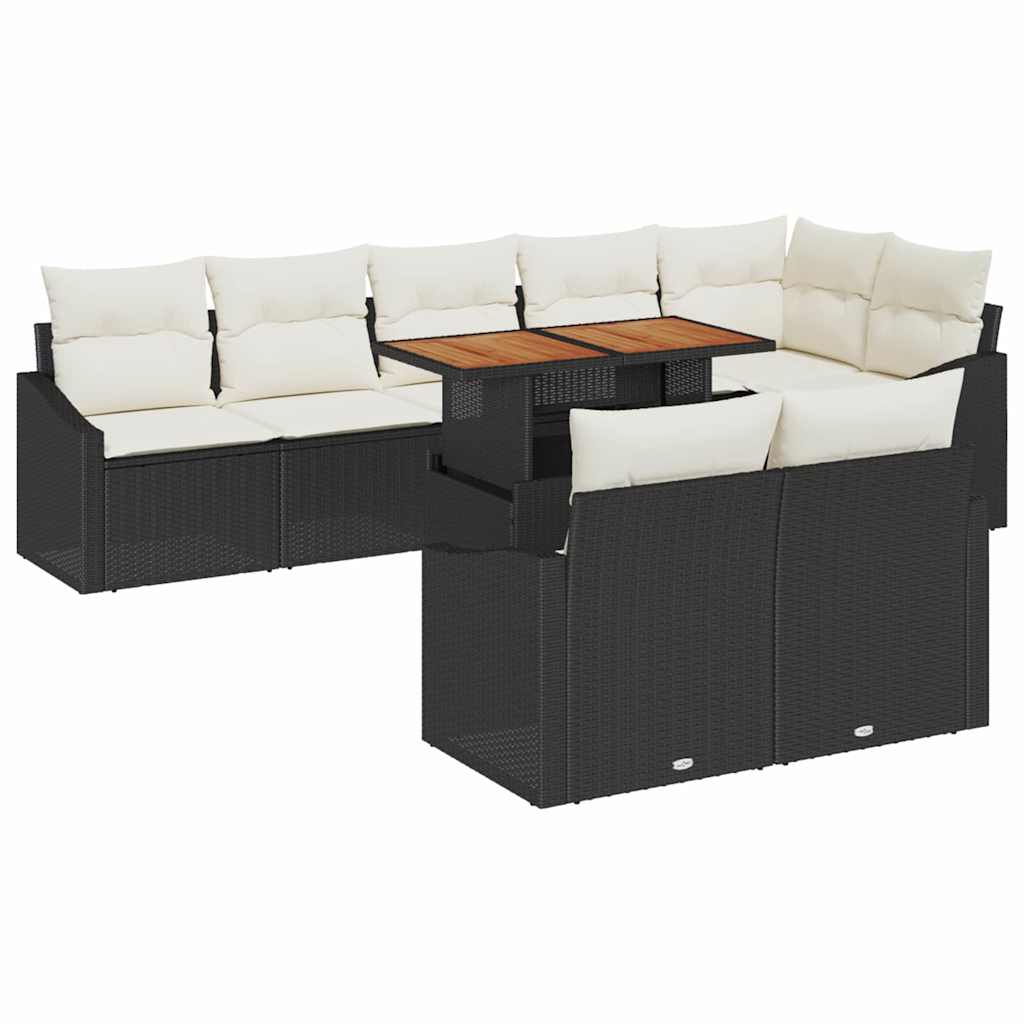 Tuin Sofa Set met kussen met kussen 9 pcs Zwart en Crème is nu te koop bij PeponiXL, paradijselijk wonen!