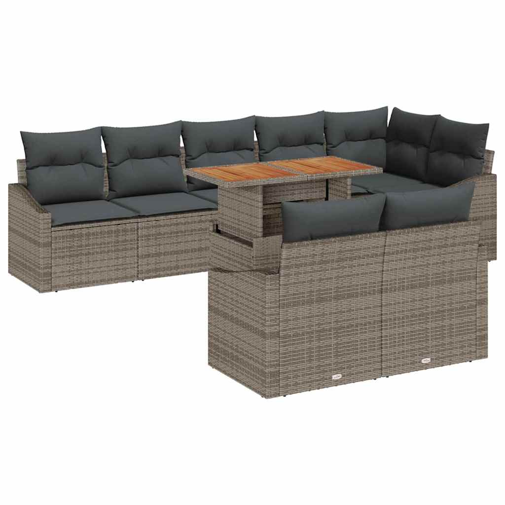 Tuin Sofa Set met kussen met kussen 9 pcs Grijs en Bruin is nu te koop bij PeponiXL, paradijselijk wonen!