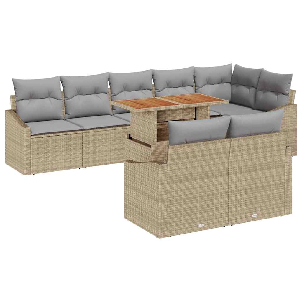Tuin Sofa Set met kussen met kussen 9 pcs Beige en Grijs is nu te koop bij PeponiXL, paradijselijk wonen!