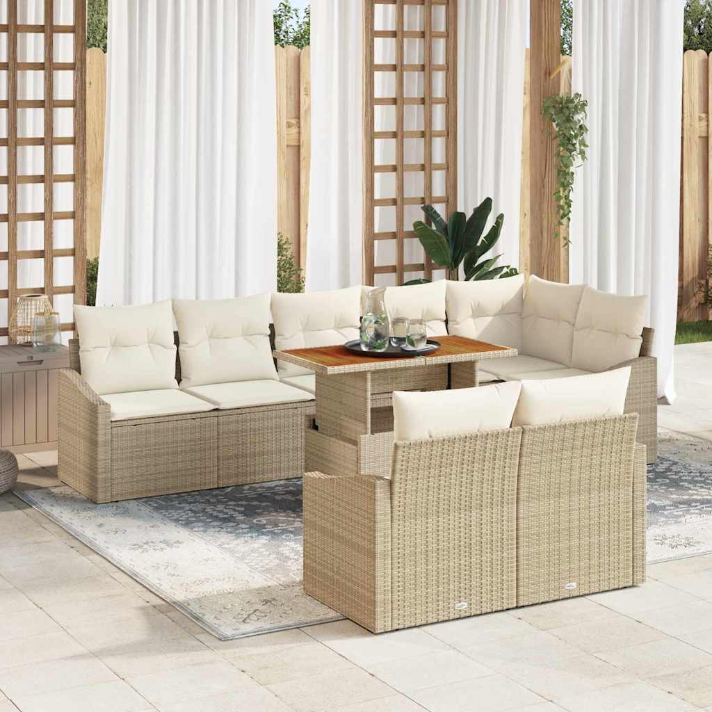 Tuin Sofa Set met kussen met kussen 9 pcs Beige en Crème is nu te koop bij PeponiXL, paradijselijk wonen!