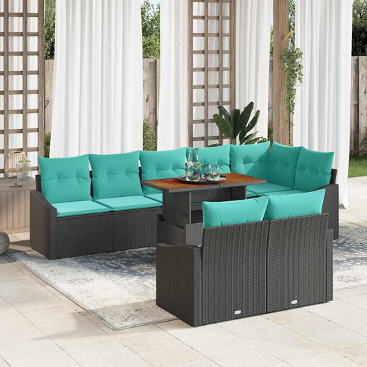 Tuinbankenset 9 st 8-Aantal zitplaatsen Zwart en Teal is nu te koop bij PeponiXL, paradijselijk wonen!