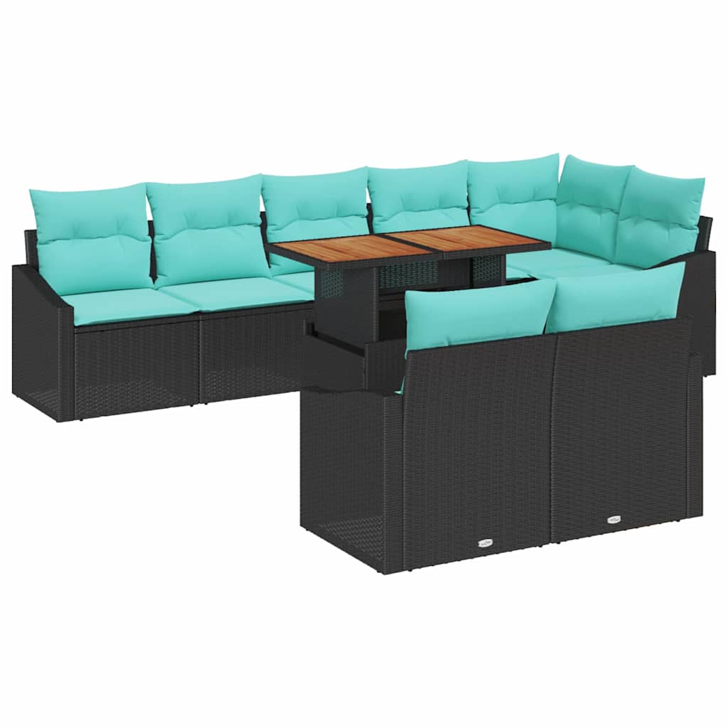 Tuinbankenset 9 st 8-Aantal zitplaatsen Zwart en Teal is nu te koop bij PeponiXL, paradijselijk wonen!