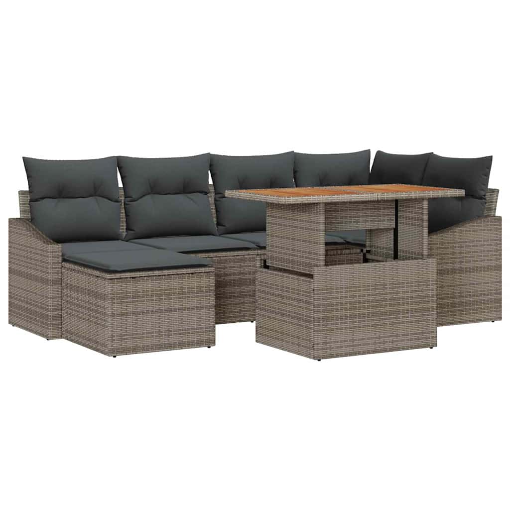 Tuin Eetset met kussen 7 pcs Grijs en Bruin is nu te koop bij PeponiXL, paradijselijk wonen!