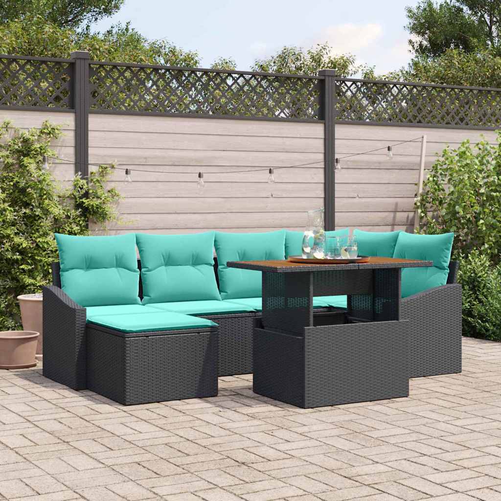 Tuinbankenset 7 pcs Zwart en Teal is nu te koop bij PeponiXL, paradijselijk wonen!
