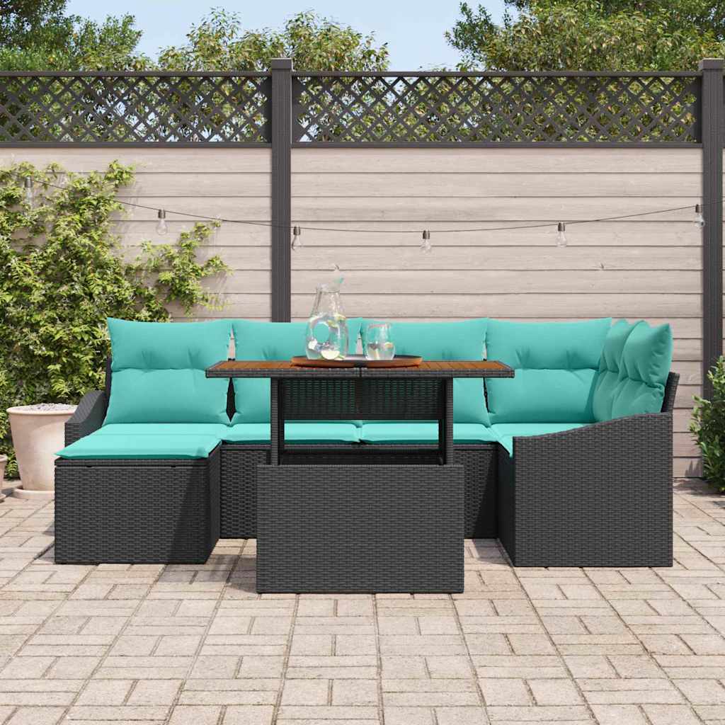 Tuinbankenset 7 pcs Zwart en Teal is nu te koop bij PeponiXL, paradijselijk wonen!
