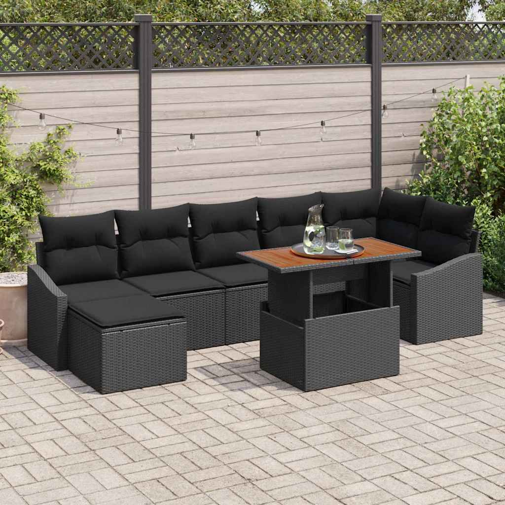 Tuin Eetset met kussen 8 pcs Zwart en Bruin is nu te koop bij PeponiXL, paradijselijk wonen!